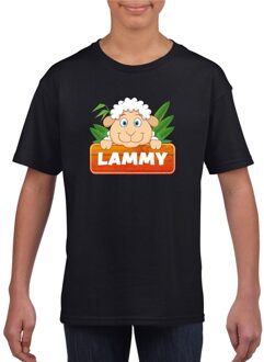 Bellatio Decorations Lammy het schaapje t-shirt zwart voor kinderen - unisex - schapen shirt L (146-152)