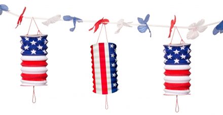 Bellatio decorations - Lampionnen slinger USA/Amerika thema - 360 cm
