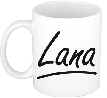 Bellatio Decorations Lana voornaam kado beker / mok sierlijke letters - gepersonaliseerde mok met naam - Naam mokken Multikleur