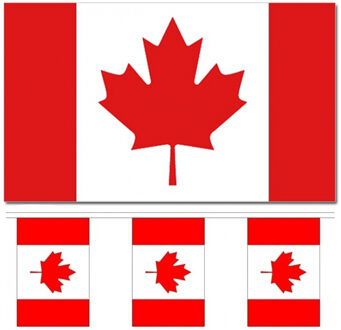 Bellatio Decorations Landen vlaggen versiering set - Canada - Vlag 90 x 150 cm en vlaggenlijn 3 meter