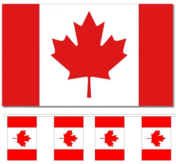 Bellatio Decorations Landen vlaggen versiering set - Canada - Vlag 90 x 150 cm en vlaggenlijn 9 meter