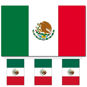 Bellatio Decorations Landen vlaggen versiering set - Mexico - Vlag 90 x 150 cm en vlaggenlijn 3 meter