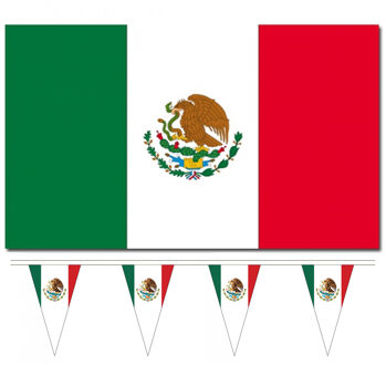 Bellatio Decorations Landen vlaggen versiering set - Mexico - Vlag 90 x 150 cm en vlaggenlijn 5 meter