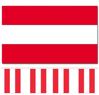 Bellatio Decorations Landen vlaggen versiering set - Oostenrijk - Vlag 90 x 150 cm en vlaggenlijn 9 meter