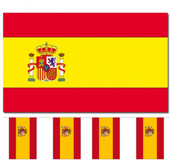 Bellatio Decorations Landen vlaggen versiering set - Spanje - Vlag 90 x 150 cm en vlaggenlijn 9 meter