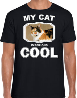 Bellatio Decorations Lapjeskat katten t-shirt my cat is serious cool zwart - heren - katten / poezen liefhebber cadeau shirt XL