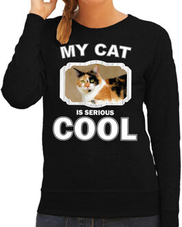 Bellatio Decorations Lapjeskat katten trui / sweater my cat is serious cool zwart - dames - katten / poezen liefhebber cadeau sweaters 2XL