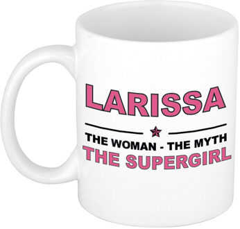 Bellatio Decorations Larissa cadeau mok - Woman Myth Supergirl - naam koffiemok - 300 ml - collega - moederdag Oudroze