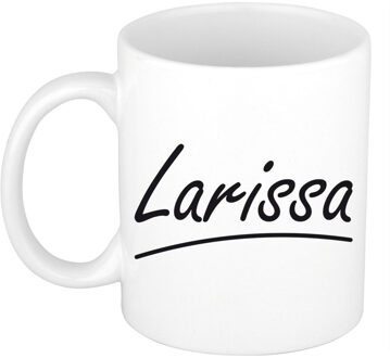 Bellatio Decorations Larissa Naam koffiemok - beker - met sierlijke letters - wit - 300 ml - Cadeau - Dames