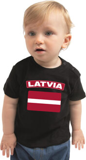Bellatio Decorations Latvia t-shirt met vlag Letland zwart voor babys 80 (7-12 maanden)