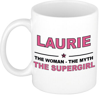 Bellatio Decorations Laurie cadeau mok - Woman Myth Supergirl - naam koffiemok - 300 ml - collega - moederdag Oudroze