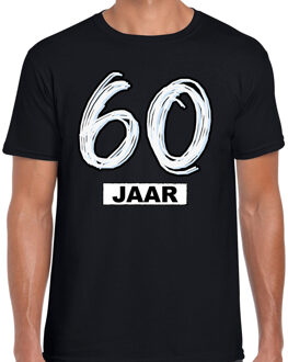 Bellatio Decorations Leeftijd 60 jaar - verjaardag cadeau t-shirt - zwart - voor heren - korte mouwen - katoen