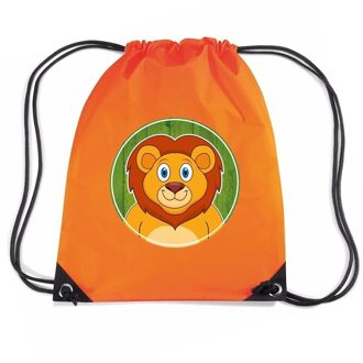 Bellatio Decorations Leeuw dieren trekkoord rugzak / gymtas oranje voor kinderen - Gymtasje - zwemtasje