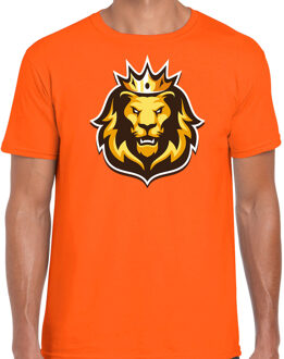 Bellatio Decorations Leeuwenkop met kroon koningsdag / EK / WK t-shirt oranje voor heren