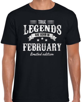 Bellatio Decorations Legends are born in February cadeau t-shirt zwart voor heren - Verjaardag shirts 2XL