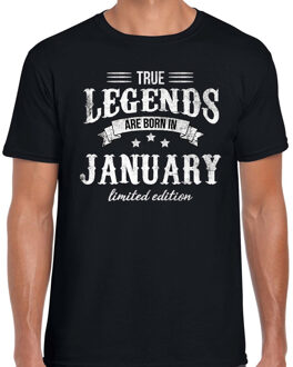 Bellatio Decorations Legends are born in January cadeau t-shirt zwart voor heren - Verjaardag shirts S