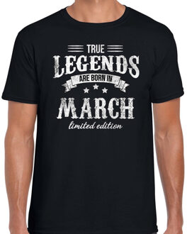 Bellatio Decorations Legends are born in March cadeau t-shirt zwart voor heren - Verjaardag shirts M