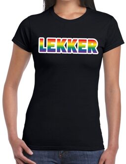 Bellatio Decorations Lekker gay pride  t-shirt zwart voor dames XL