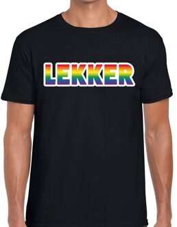 Bellatio Decorations Lekker regenboog gay pride shirt zwart voor heren 2XL