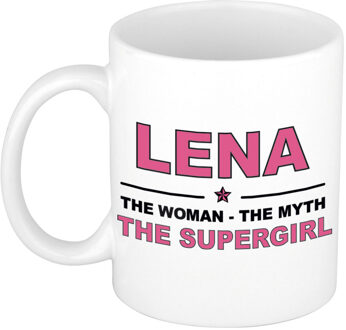 Bellatio Decorations Lena The woman, The myth the supergirl collega kado mokken/bekers 300 ml Oudroze