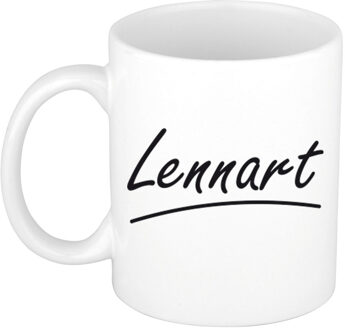 Bellatio Decorations Lennart voornaam kado beker / mok sierlijke letters - gepersonaliseerde mok met naam - Naam mokken Multikleur