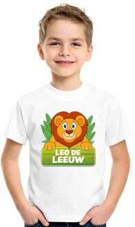 Bellatio Decorations Leo de leeuw t-shirt wit voor kinderen - unisex - leeuwen shirt L (146-152)