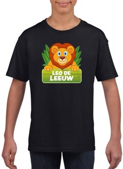 Bellatio Decorations Leo de leeuw t-shirt zwart voor kinderen - unisex - leeuwen shirt L (146-152)