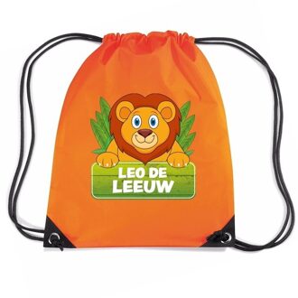 Bellatio Decorations Leo de Leeuw trekkoord rugzak / gymtas oranje voor kinderen - Gymtasje - zwemtasje