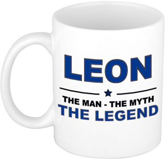 Bellatio Decorations Leon The man, The myth the legend collega kado mokken/bekers 300 ml Donkerblauw