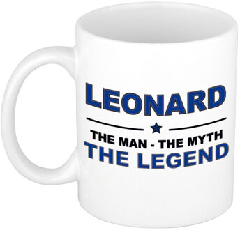 Bellatio Decorations Leonard The man, The myth the legend collega kado mokken/bekers 300 ml Donkerblauw