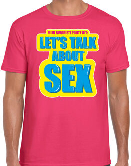 Bellatio Decorations Let s talk about sex foute party shirt roze heren 2XL