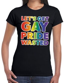 Bellatio Decorations Lets get gay pride wasted gay pride t-shirt zwart voor dames 2XL