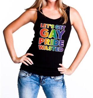 Bellatio Decorations Lets get gay pride wasted gay pride tanktop zwart dames