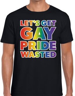 Bellatio Decorations Lets get gay pride wasted t-shirt zwart voor heren 2XL