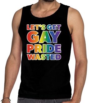 Bellatio Decorations Lets get gay pride wasted tanktop/mouwloos shirt zwart heren 2XL