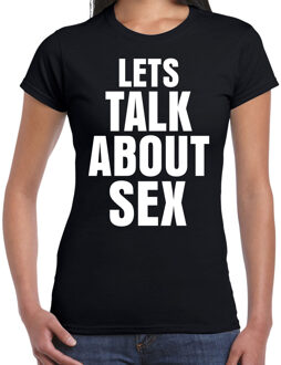 Bellatio Decorations Lets talk about sex fun tekst t-shirt zwart dames XS