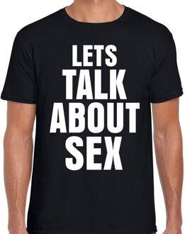Bellatio Decorations Lets talk about sex fun tekst t-shirt zwart heren L