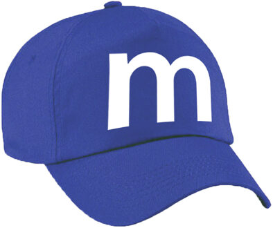 Bellatio Decorations Letter M pet / cap blauw voor kinderen - verkleed / carnaval baseball cap - Verkleedhoofddeksels