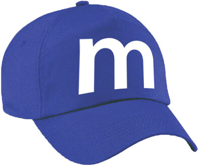 Bellatio Decorations Letter M pet / cap blauw voor kinderen - verkleed / carnaval baseball cap