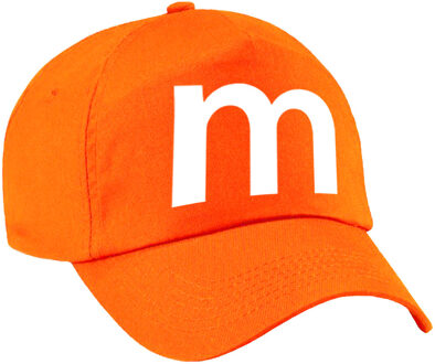 Bellatio Decorations Letter M pet / cap oranje voor kinderen - verkleed / carnaval baseball cap