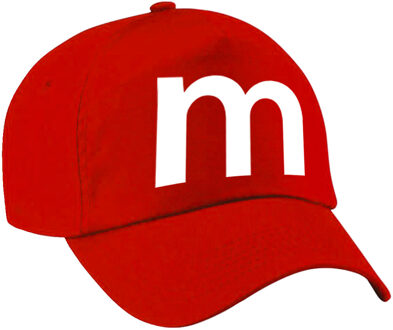 Bellatio Decorations Letter M pet / cap rood voor kinderen - verkleed / carnaval baseball cap - Verkleedhoofddeksels