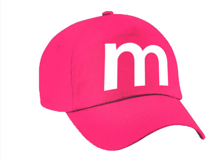 Bellatio Decorations Letter M pet / cap roze voor volwassenen - verkleed / carnaval baseball cap - Verkleedhoofddeksels