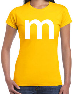 Bellatio Decorations Letter M verkleed/ carnaval t-shirt geel voor dames 2XL