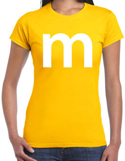 Bellatio Decorations Letter M verkleed/ carnaval t-shirt geel voor dames