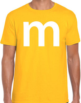 Bellatio Decorations Letter M verkleed/ carnaval t-shirt geel voor heren L