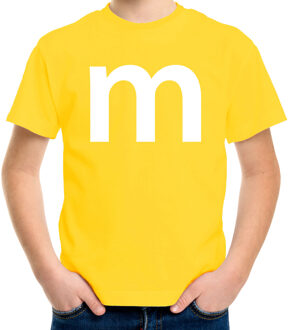 Bellatio Decorations Letter M verkleed/ carnaval t-shirt geel voor kinderen L (146-152)