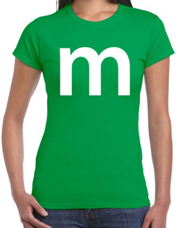 Bellatio Decorations Letter M verkleed/ carnaval t-shirt groen voor dames XS