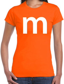 Bellatio Decorations Letter M verkleed/ carnaval t-shirt oranje voor dames