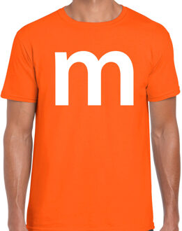 Bellatio Decorations Letter M verkleed/ carnaval t-shirt oranje voor heren 2XL