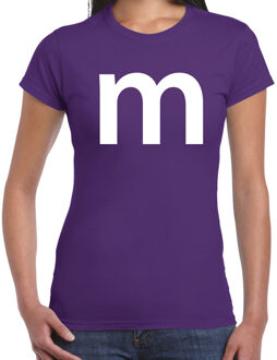 Bellatio Decorations Letter M verkleed/ carnaval t-shirt paars voor dames XS